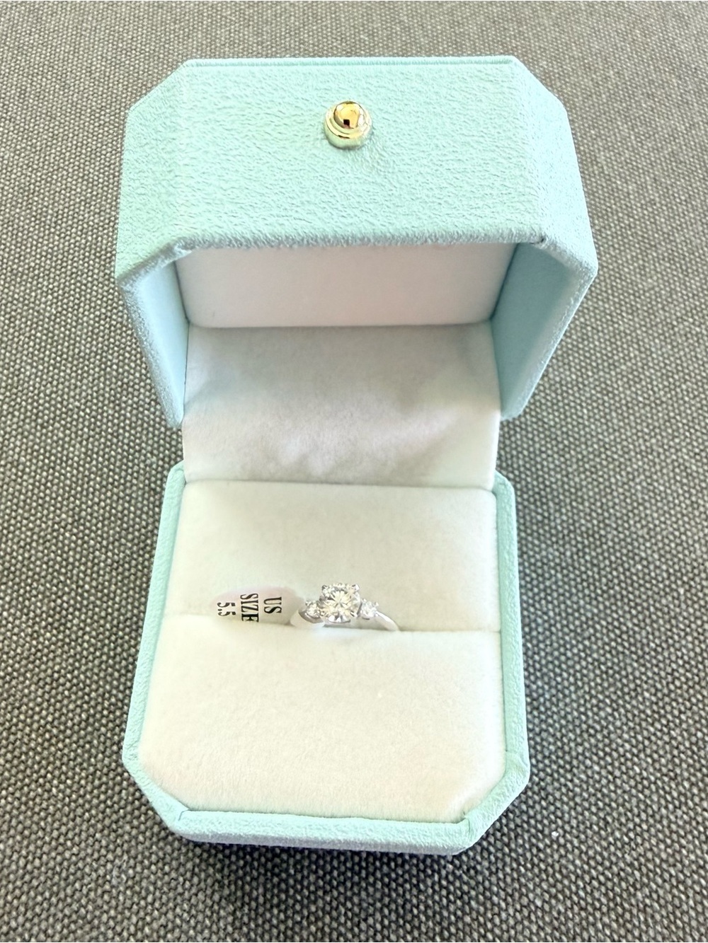 KRKC&CO Moissanite 1.0 CT 3 Stones Engagement Ring S925 Sterling Silver Size 5.5 - Picture 5 of 11